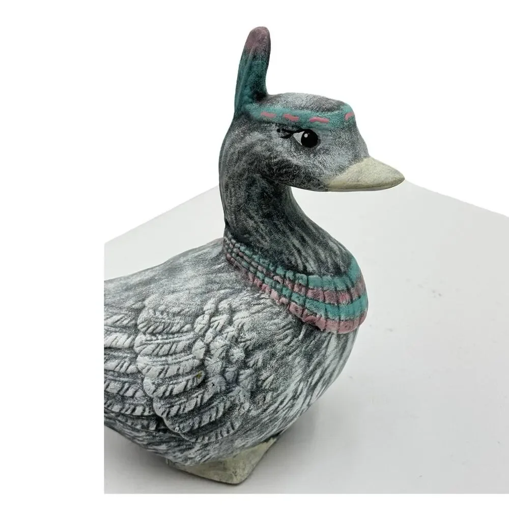 Southwestern Indian Mallard Duck Hand Painted Ceramic Figurine Signed‎ By Artist